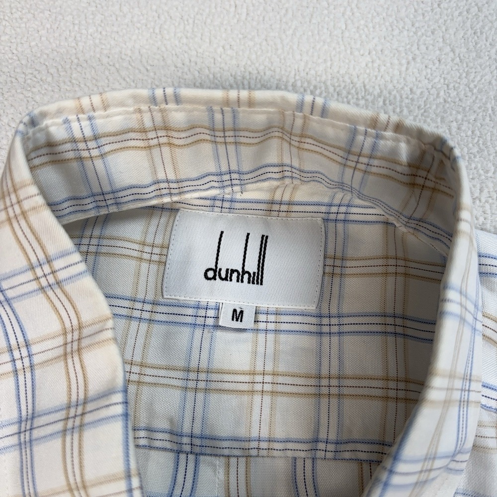 Dunhill Shirt Men's M Beige Plaid Check 100% Cotton Pocket Button Down‎ - Picture 3 of 14